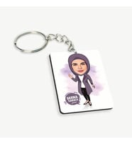 Kişiye Özel Başörtülü Sevgiliye Hediye Karikatürlü Anahtarlık