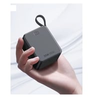Mini PD 35Watt 10.000mAh LCD Göstergeli USB-C , USB Giriş Dahili USB-C Kablolu Powerbank (D.Siyah)