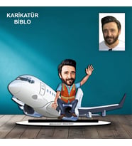KİŞİYE ÖZEL ERKEK PİLOT TASARIMLI KARİKATÜR BİBLO B44