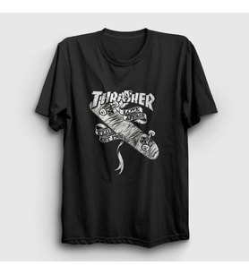 Presmono Unisex Siyah Love Affair Thrasher T-Shirt 279849tt