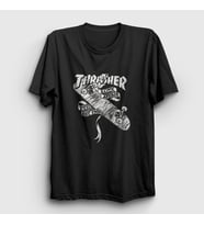 Presmono Unisex Siyah Love Affair Thrasher T-Shirt 279849tt