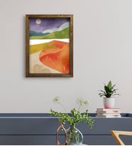 BK Gift Otel Odası Konseptli Doğal Masif Ahşap Çerçeveli Tablo 45x65cm-74