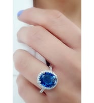 Sky Diamond Blue Paribu Tanzanit Taşlı 925ayar Gümüş Oval Yüzük