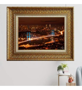 Gold Altın Kalın Çerçeveli Paspartulu Tablo vvb1382