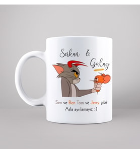 Sevgili (Tom & Jerry) Tasarımlı Kupa Kişiye Özel