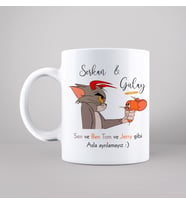 Sevgili (Tom & Jerry) Tasarımlı Kupa Kişiye Özel