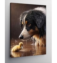 Kanvas Tablo Yavru Ördek Ve Köpek