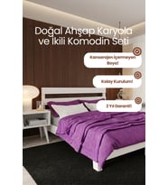 Natura New Model Masif Ahşap Karyola ve 2 Adet Komodin Kolay Kurulum Fırınlanmış İthal Sibirya Çamı 90x200 Yatak Uyumlu 2 Adet Komodin