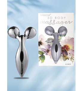 Cilt Sıkılaştırıcı Terapi Masaj Aleti - 3 D Massager Yüz Masaj Aleti Roller 2 Silindirli Manuel Masaj Aleti Büyük Boy (Gümüş Gri)