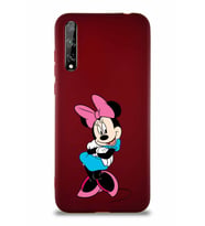 Huawei P Smart S Soft Premier Kapak Minnie Mouse-D Tasarımlı Silikon Kılıf - Mürdüm (Şeffaf)