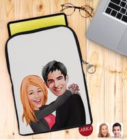 BK Gift Kişiye Özel Sevgililer Karikatürlü Taşınabilir Koruyucu Tablet Kılıfı & Organizer Çanta - Kırmızı-88