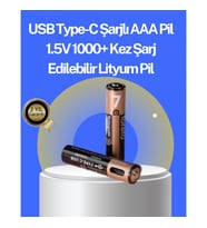 Mey İthalat® Hızlı Şarj Teknolojili USB Şarjlı AAA Pil – 40 Dakikada Tam Şarj
