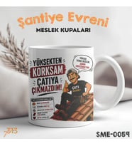 Çatı Ustasına Hediye Esprili Meslek Kupası - Şantiye Serisi Yüksekten Korksam Çatıya Çıkmazdım Baskılı Kupa Bardak