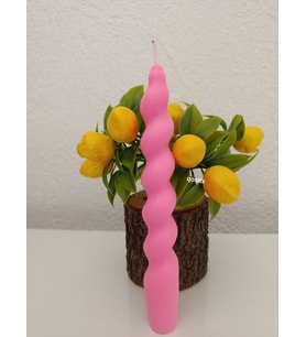 qosrix Pudra Pembe Italyan Burgulu Şamdan Soya Mumu Doğal Kokulu Uzun Çubuk Konik Burgu Spiral Mum 1 Adet