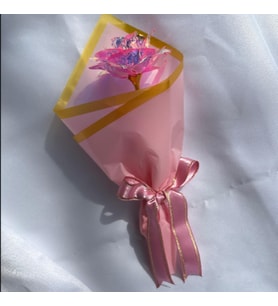 Işıltılı Sonsuzluk Gülü Buketi Mor-Pembe