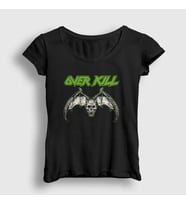 Presmono Kadın Siyah Logo Yarasa Overkill T-Shirt 437308tt