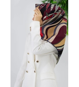 Vissona Tivil İpek Eşarp 51991-1-0017 Siyah Karışık Desen