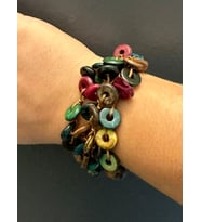 RENKLİ BAMBU HALKA BONCUKLU TASARIM KADIN ETNİK BİLEKLİK