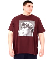 Mode XL Büyük Beden Erkek T-Shirt Bisiklet Yaka STATUE U25027 Mürdüm