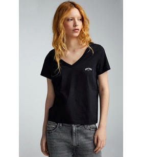 Kadın V Yaka New York Tshirt SPR25TSK20 (Siyah)