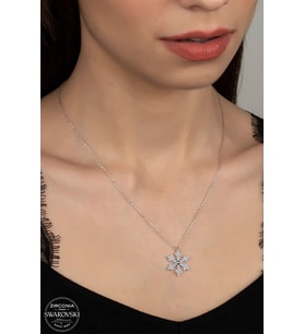 Union Swarovski Zirconia Kadın Kar Tanesi Gümüş Kolye