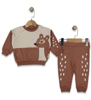 253118 Unisex Bebek Ceylan Figürlü 2'li Takım (Kahverengi)
