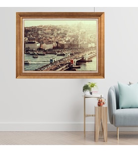 Çerçeveli Paspartulu Manzara Tablo dft415 (Gold)