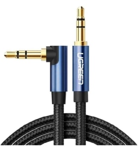 Lexroo 90 Derece L Tipi 3.5 mm Aux Ses Kablosu Mavi 2 Metre