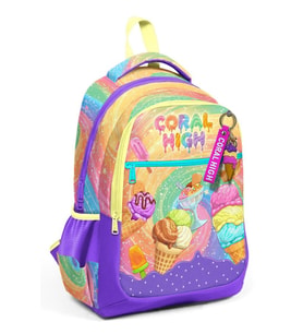 Coral High Üç Bölmeli Kız Çocuk Mor Sarı Dondurma Baskılı İlkokul Sırt Çantası - 33254