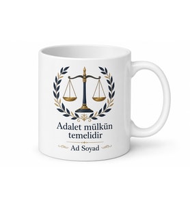 Adalet Temalı Baskılı Porselen Kupa Bardak Hediye Kişiye Özel Tasarım