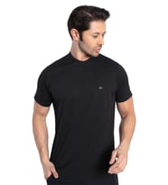 Crozwise 7134-10 Waffle Bisiklet Yaka Erkek Petek Dokuma T-Shirt SİYAH