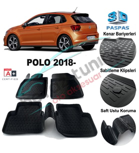 Volkswagen Polo Havuzlu 3D Paspas Niken Siyah 2018 Sonrası
