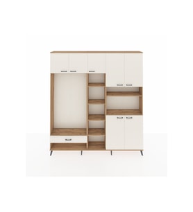 Arges Gardrop 11 Raflı Tek Çekmeceli 7 Kapaklı 220x30x243 Çam-Aytaşı