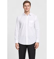 Beyaz Sert Yaka Uzun Kol Comfort Fit Pamuklu Gömlek 1004255051