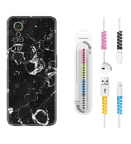 General Mobile GM 21 Pro GM 22 Pro Plus Kılıf Kablo Koruma Spiral Silikon Black Hole Marble 1387