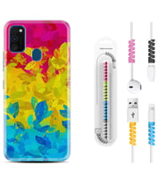 Samsung M21 M22 M23 M30 M31S M32 Kılıf Kablo Koruma Spiral Silikon Yapraklar 1634