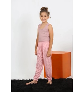 Giyim Kız Çocuk Sıfır Kol Gül Kurusu Penye Pijama Takım