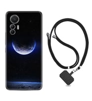 Xiaomi 12 Lite Kılıf Resimli Boyun Askılı İpli Desenli Silikon Series Midnight Moon 1802