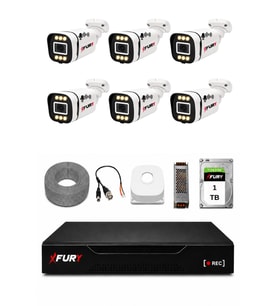 FURY 6 Kameralı 1080P Sesli 6 Warm LED Renkli Gece Görüşlü Güvenlik Kamera Sistemi 1TB 1606
