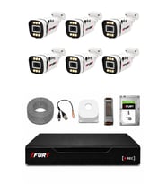 FURY 6 Kameralı 1080P Sesli 6 Warm LED Renkli Gece Görüşlü Güvenlik Kamera Sistemi 1TB 1606