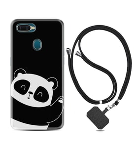 Oppo A5S A15 A16 A54 A55 A73 A74 Kılıf Boyun Askılı Silikon Bay Bay Panda 1784