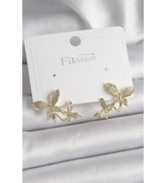 Pirinç Gold Renk Zirkon Taşlı Kelebek Model Kadın Küpe - EBJ241221W30133 (Renksiz)