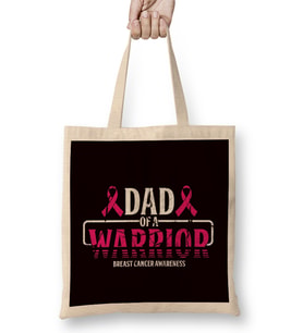 Dad Of Warrior Breast Cancer Survivor Papa Daddy Grandfather Bez Çanta Uzun Saplı