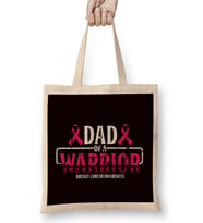 Dad Of Warrior Breast Cancer Survivor Papa Daddy Grandfather Bez Çanta Uzun Saplı