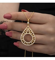 Gümüş Gold Kaplama Damla Çeyrek Takılabilen Kadın Kolye