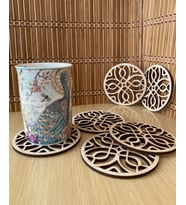 Ahşap Bardak Altlığı Model 1 (6’lı Set - 10 CM - 4Mm Kavak)