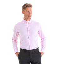 Hatemoğlu Pembe Pamuklu Comfort Fit Düz Uzun Kollu Oxford Gömlek