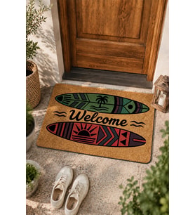 Valerine Life Kapı Önü Paspası 45x70cm Velür Doku Coco Görünüm Kaymaz iç Dış Mekan Sörf Keyfi
