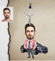 Kişiye Özel İş Adamı Karikatürlü  Ahşap Anahtarlık Bay-11-Eco