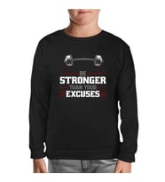 Bodybuilding Be Stronger Siyah Çocuk Sweatshirt